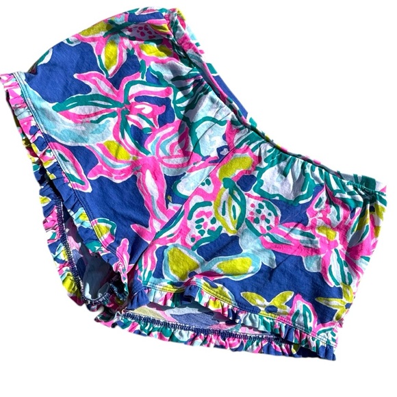 Lilly Pulitzer Other - Lilly Pulitzer Girls Large 8-10 Ruffle Shorts Tropical Floral Cotton Summer